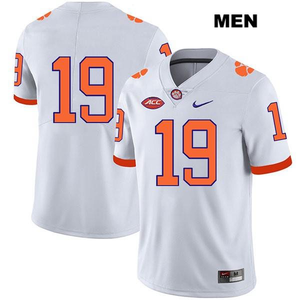 Men's Clemson Tigers #19 Michel Dukes Stitched White Legend Authentic Nike No Name NCAA College Football Jersey LFF6146JG
